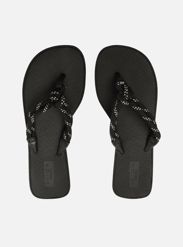 Sandália Preta Flatform Cordão Mykonos