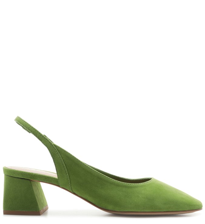 Scarpin Verde  Arezzo Touch Suede Salto Bloco