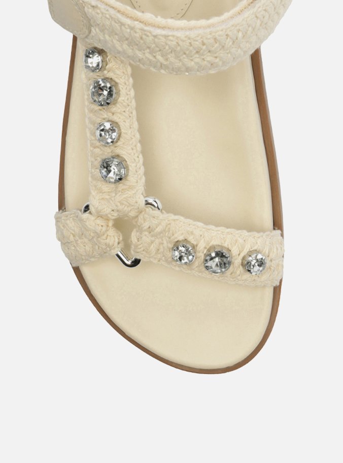 Sandália Off-White Flatform Bordada Mykonos