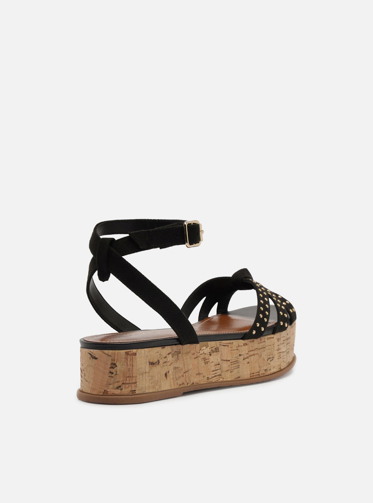 Sandália Preta Acamurçada Flatform Tachas — foto 3