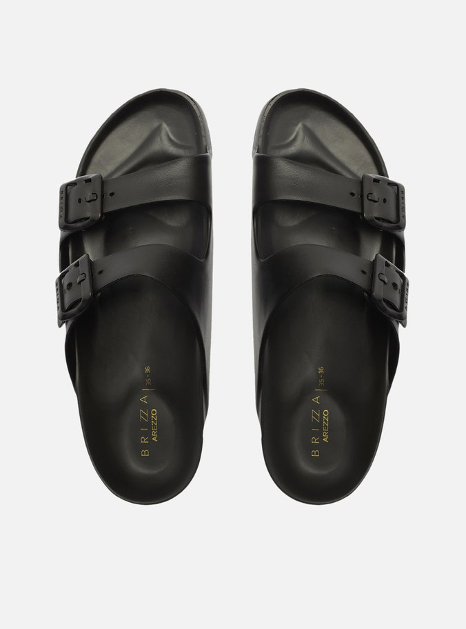 Slide Preto Flatform Tiras Brizza