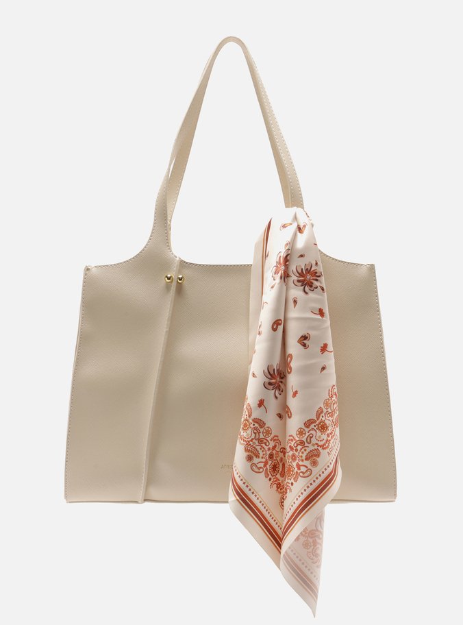 Bolsa Shopping Off White Texturizada Grande Lenço