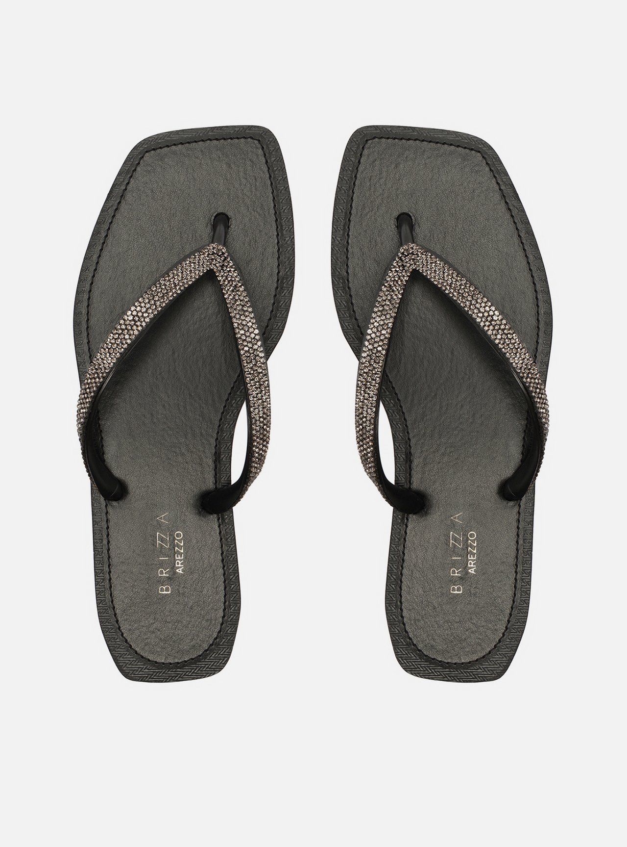 Chinelo de Dedo Preto Square Strass — foto 1