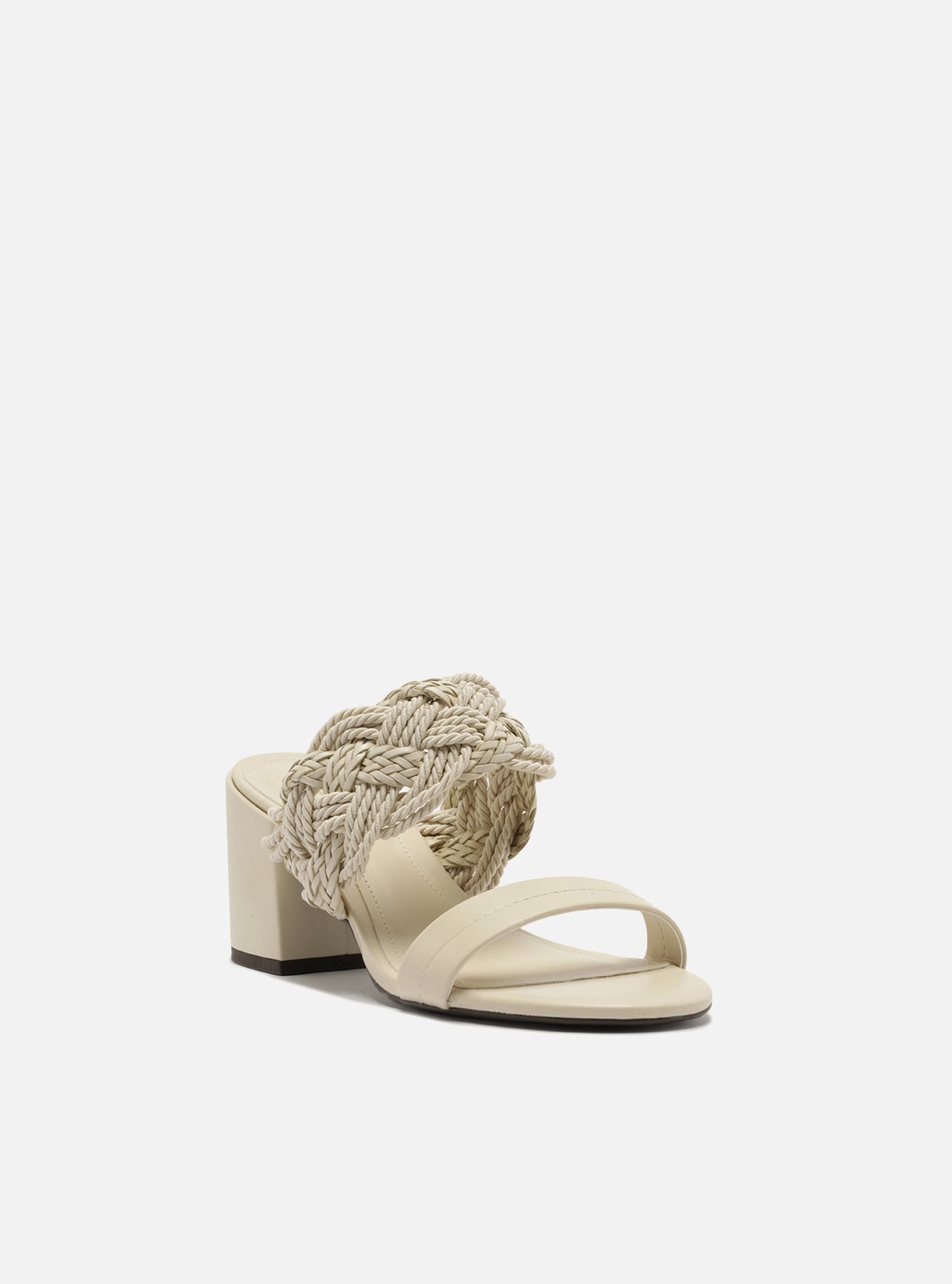 Sandália Off-White Couro Bloco Tiras Largas Trançada — foto 2