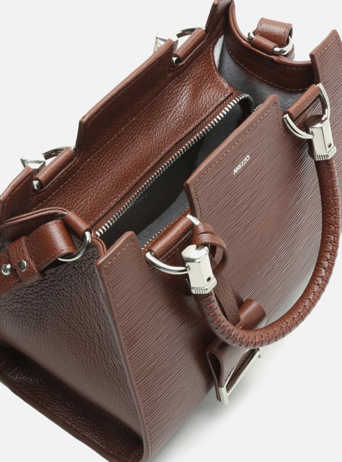 Bolsa Tote Marrom Couro Abraccio Média Nero Brown