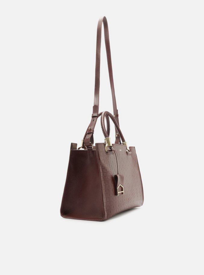 Bolsa Tote Vermelha Couro Abraccio Grande Tressê