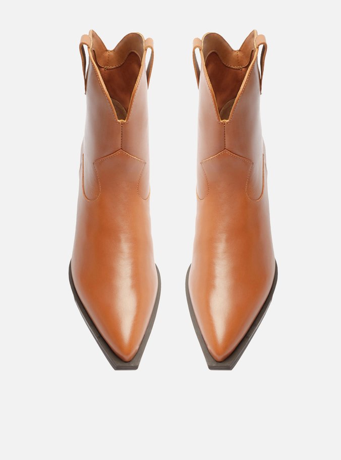 Bota Marrom Couro Cano Curto Básica Western