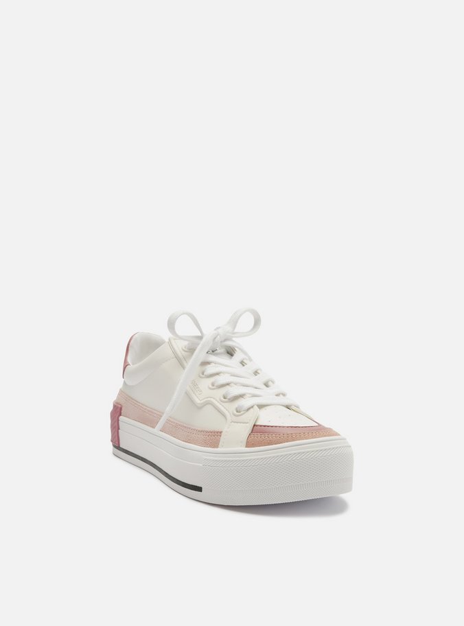 Tênis Branco Flatform Amarração Rosa
