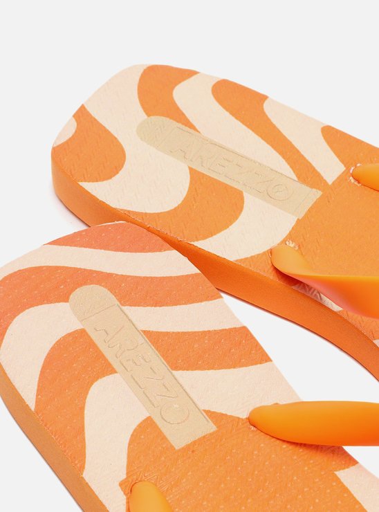 Chinelo de Dedo Laranja Estampado Square e Bag Brizza
