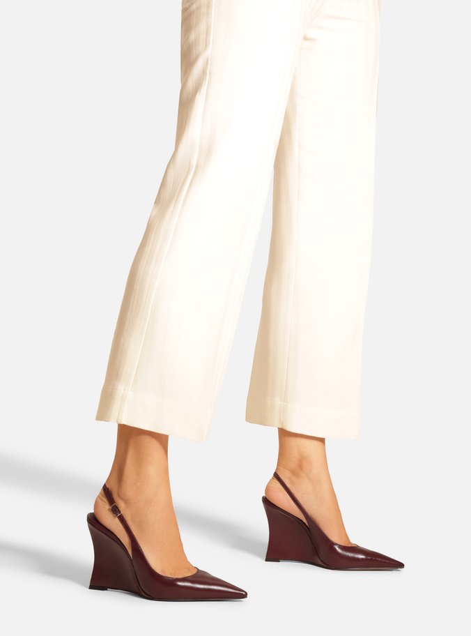Scarpin Vermelho Couro Salto Anabela Slingback