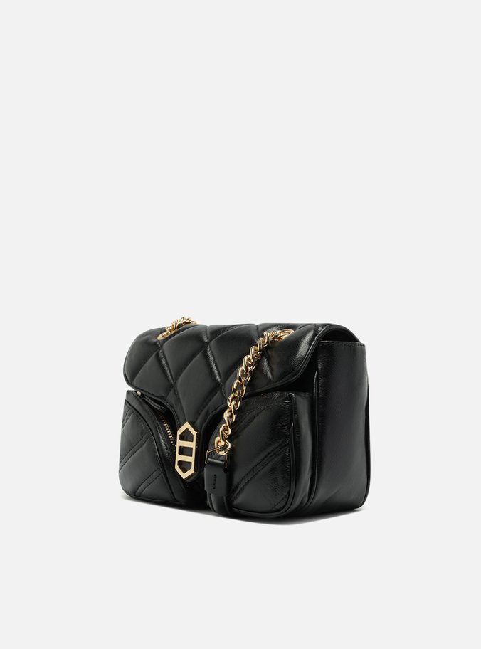 Bolsa Tiracolo Preta Couro Média Matelassê