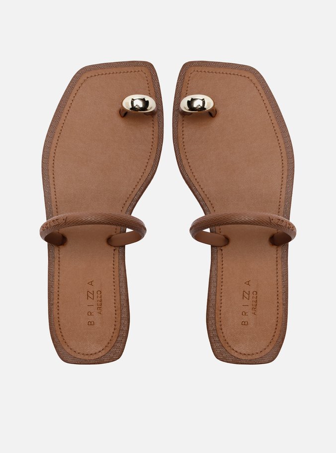 Sandália Rasteira Marrom Brizza