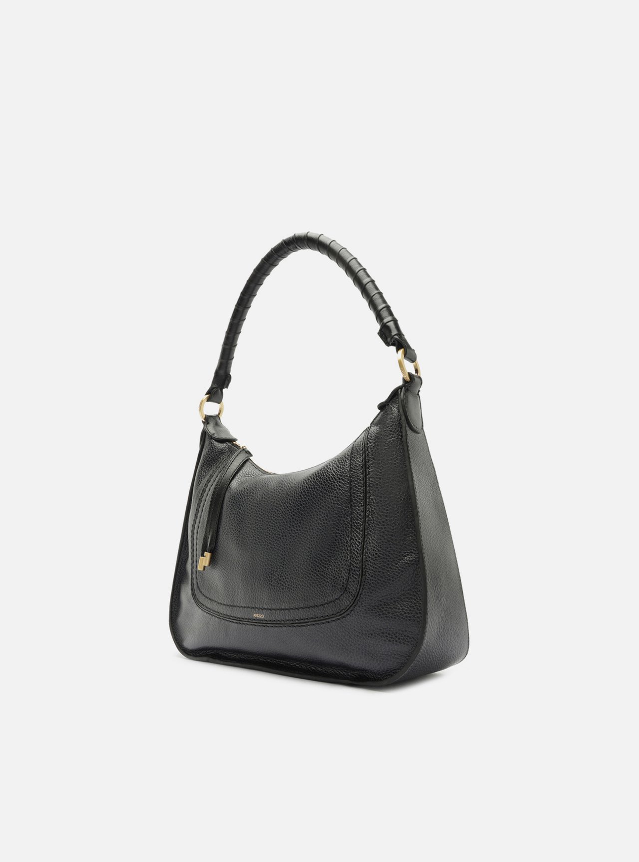 Bolsa Hobo Preta Couro Média Alça Trançada — foto 2