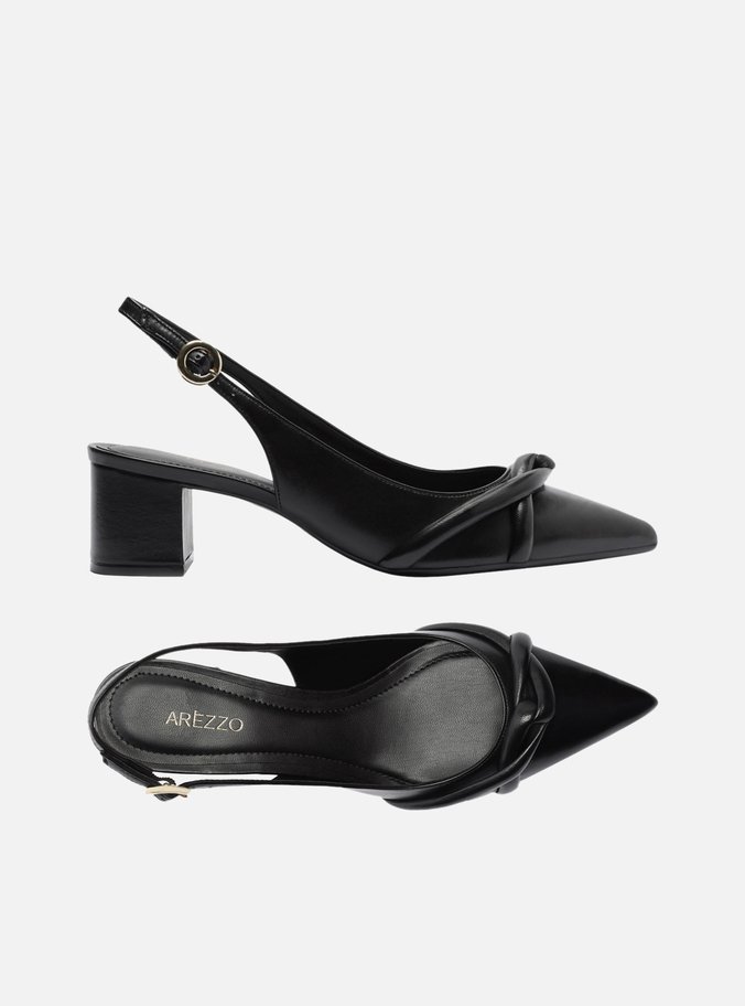Scarpin Preto Salto Bloco Bico Fino
