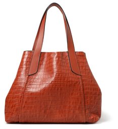 Bolsa Shopping Marrom Couro Croco Roma Bolsa Shopping Marrom Couro Croco Roma