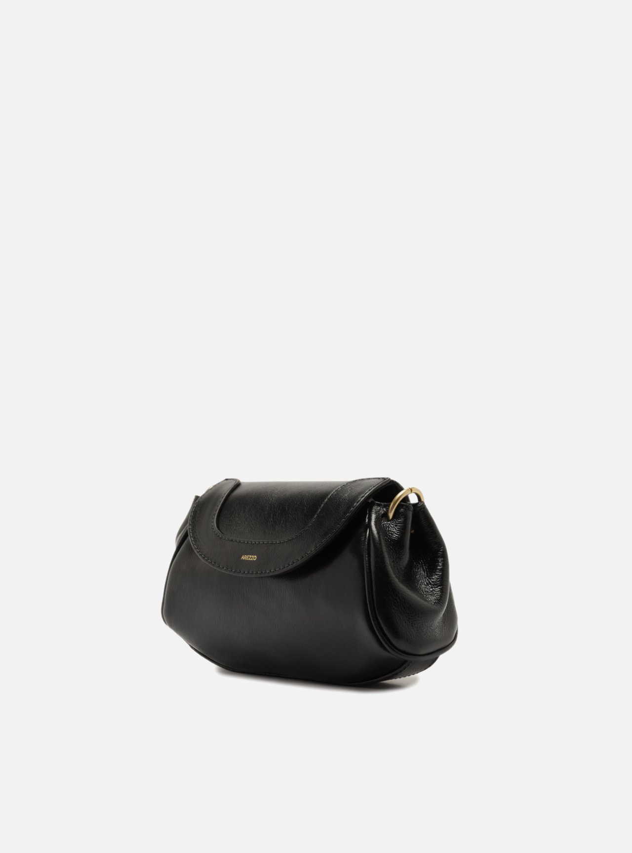 Bolsa Tiracolo Preta Couro Pequena Flap Bag — foto 2