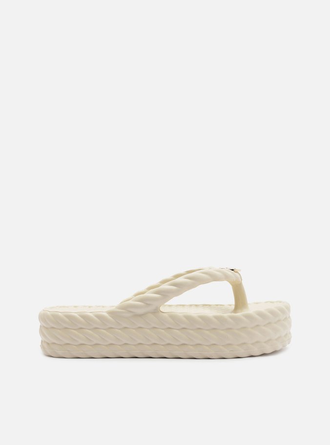 Chinelo de Dedo Branco Flatform Tressê Brizza