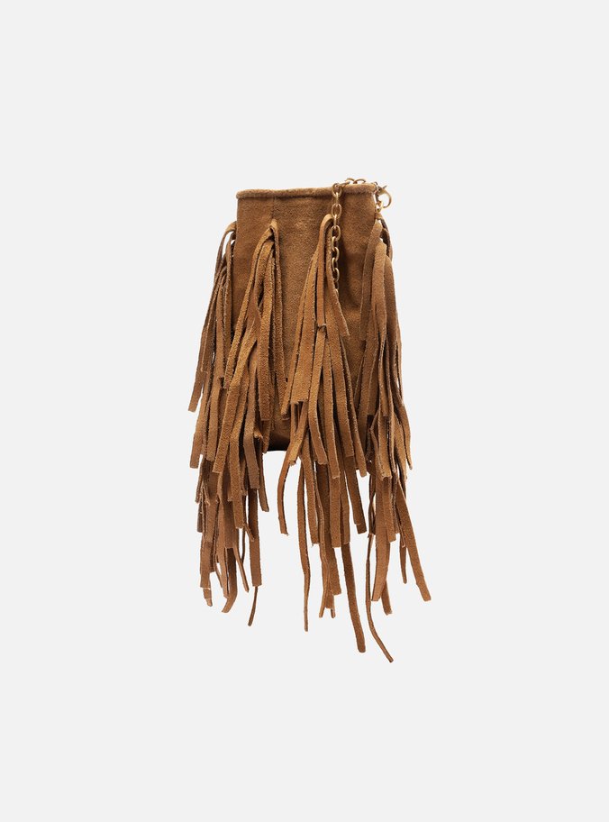 Mini Bag Marrom Suede Franjas Porta-Celular