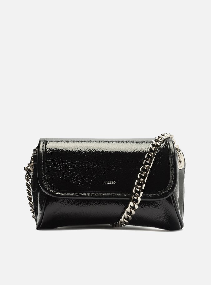 Bolsa Tiracolo Preta Couro Shine Pequena