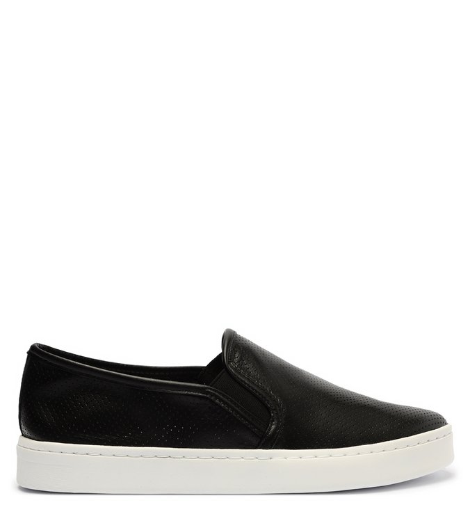 Tênis Slip On Preto Couro Bico Redondo