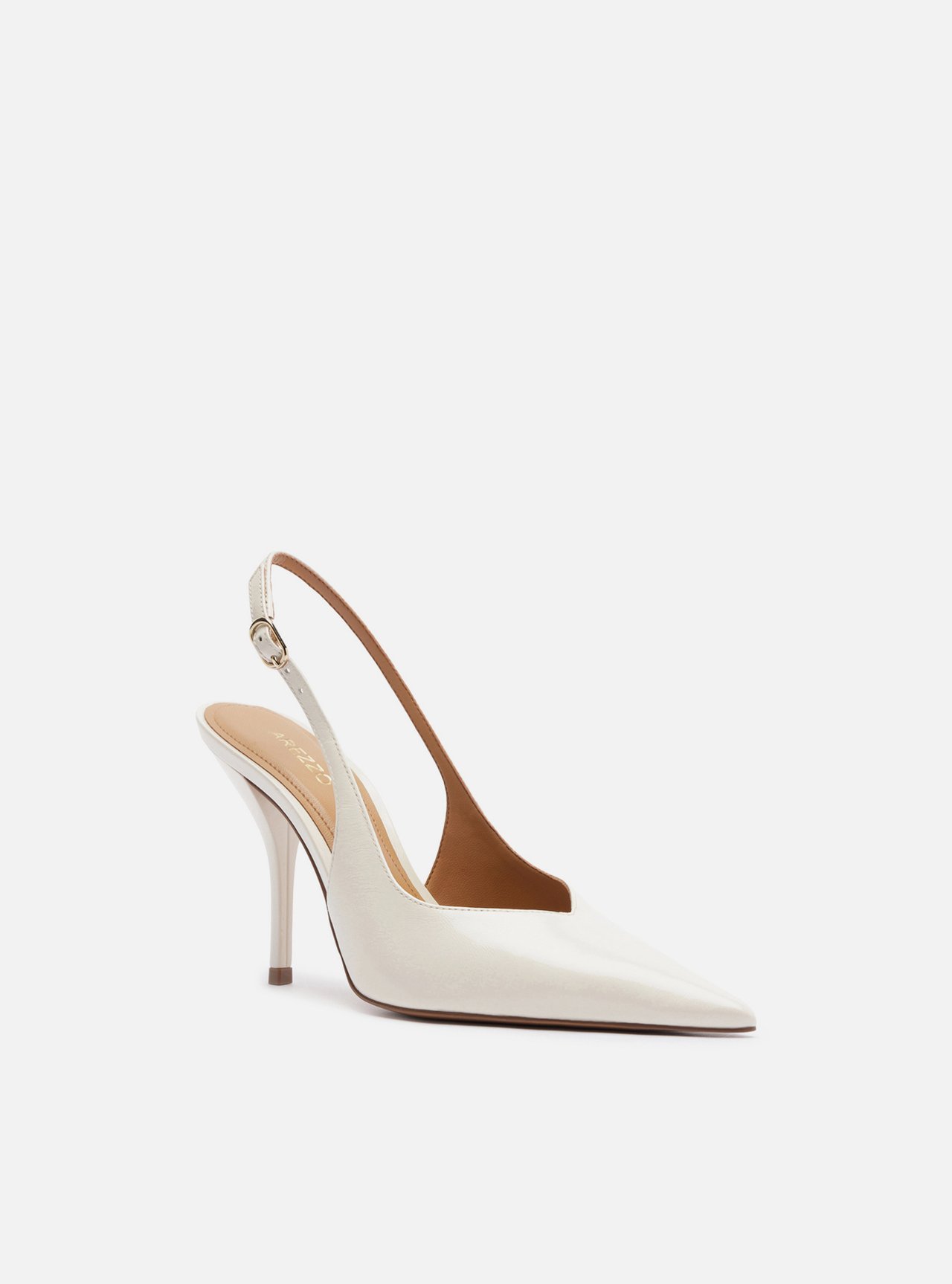 Scarpin Branco Couro Salto Fino Slingback — foto 2