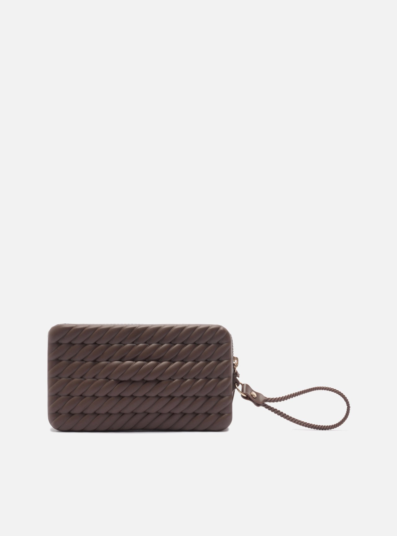 Bolsa Clutch Marrom Pequena Tressê Metais Brizza — foto 2