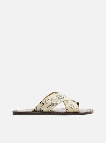 Rasteira Amarela Paisley Tiras Largas Livia