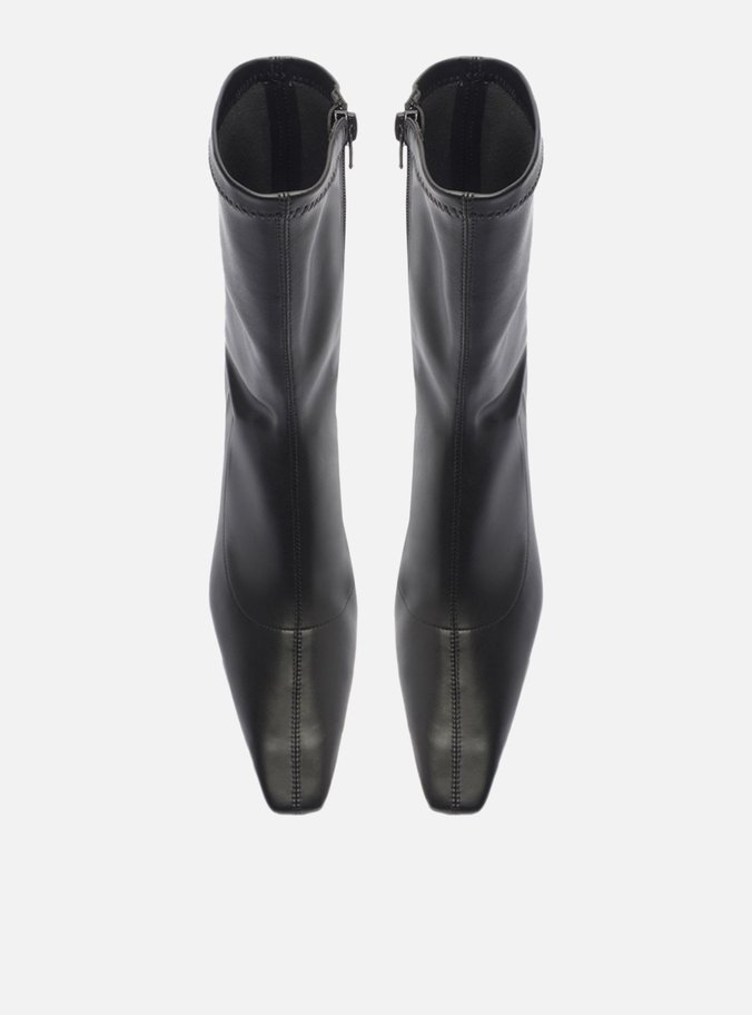 Bota Preta Cano Médio Bico Quadrado