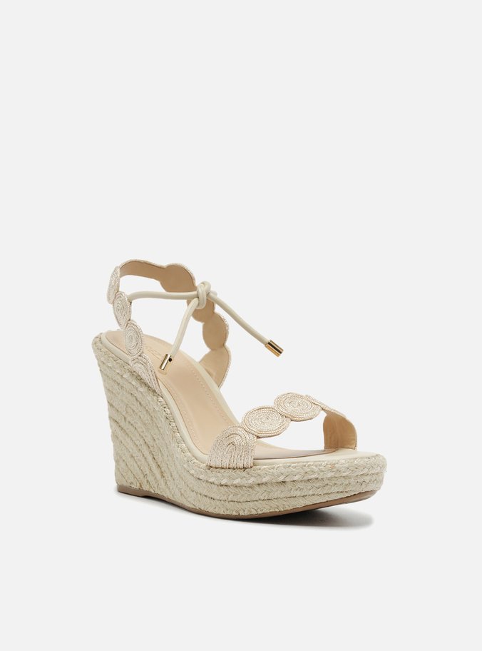 Sandália Off-White Plataforma Tiras Bordadas