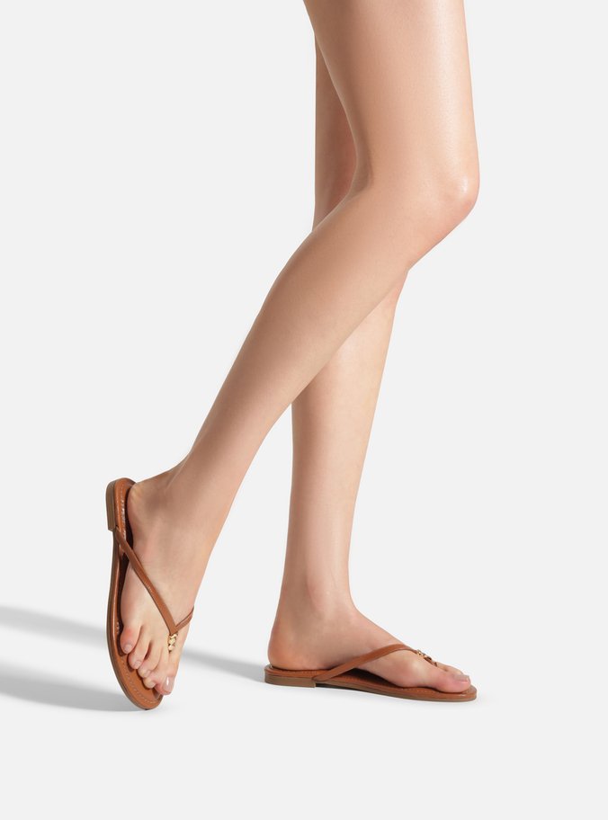 Rasteira Marrom Tiras Flip Flop Metal