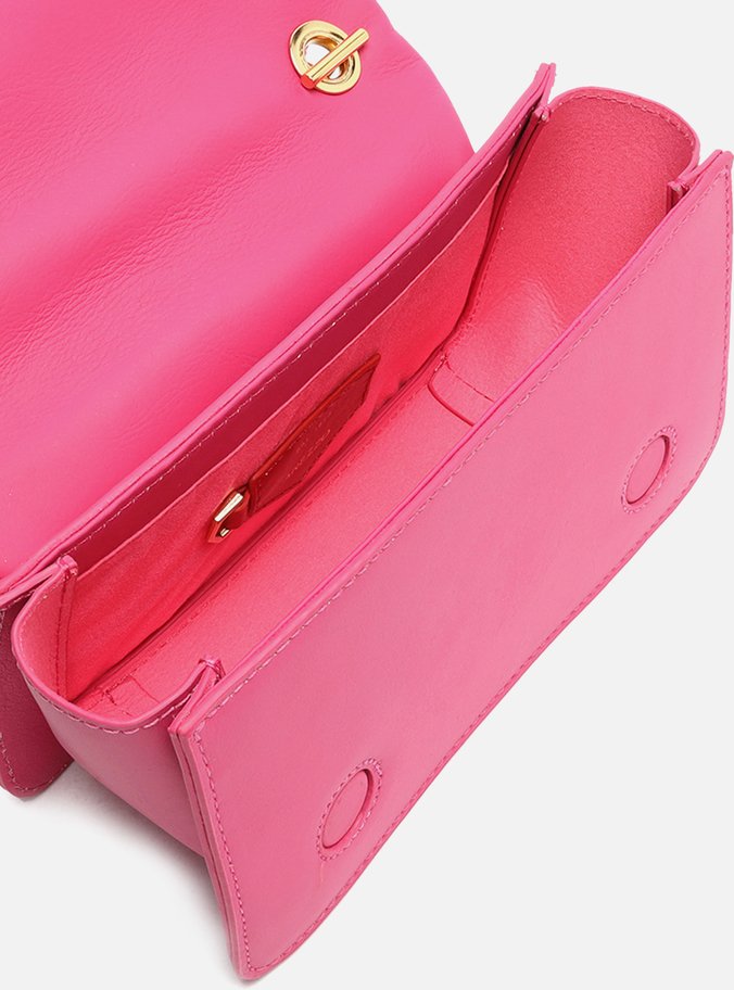 Bolsa Tiracolo Rosa Couro Nobuck  Pequena