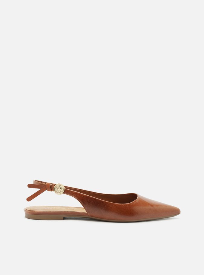 Sapatilha Marrom Couro Slingback Metal Heritage