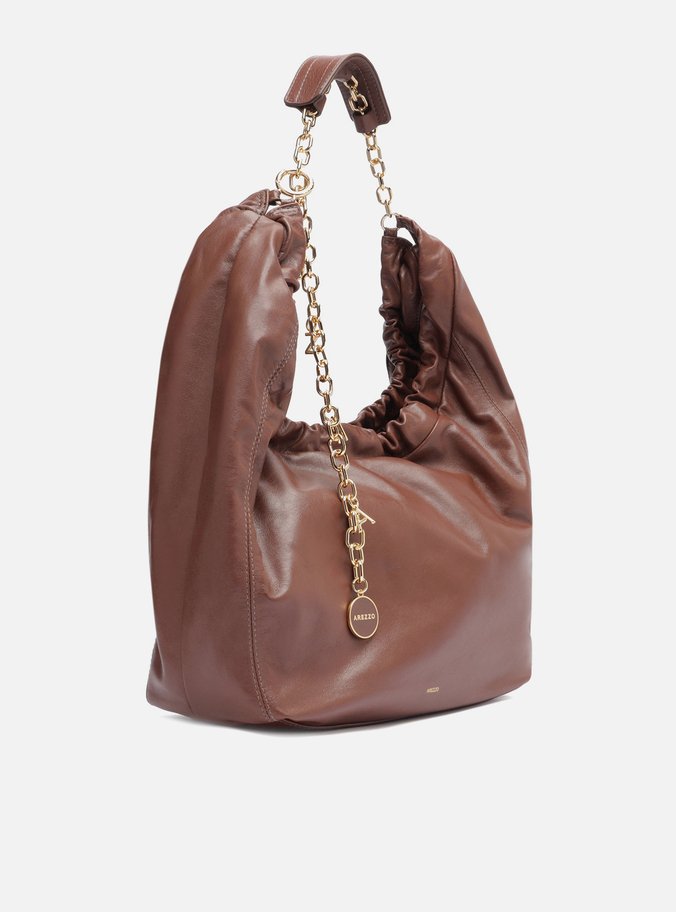 Bolsa Hobo Marrom Couro Olívia Grande