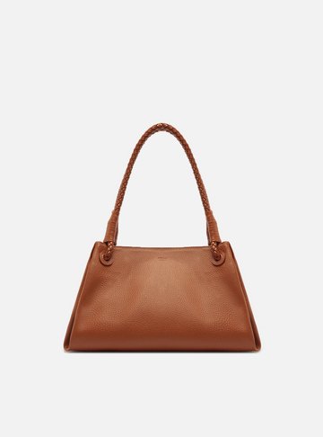 Arezzo — Bolsa Shopping Marrom Média Alça Trançada