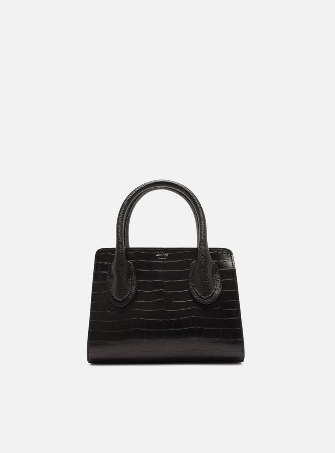 Bolsa Tote Preta Croco Pequena