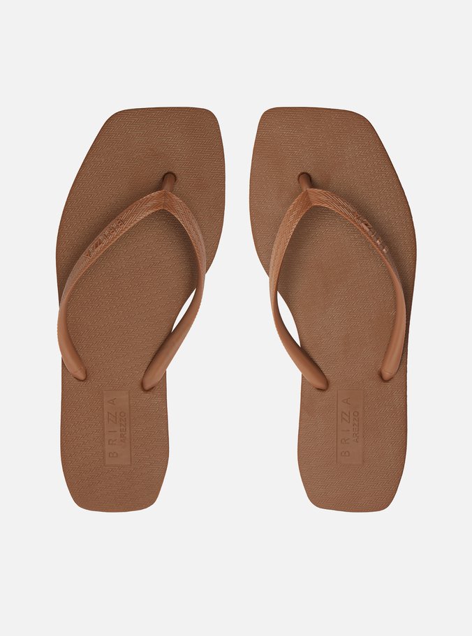 Chinelo de Dedo Marrom Bico Quadrado