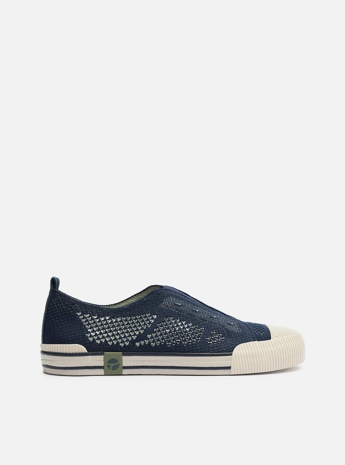 Tênis Slip On Azul Knit Elástico Alme