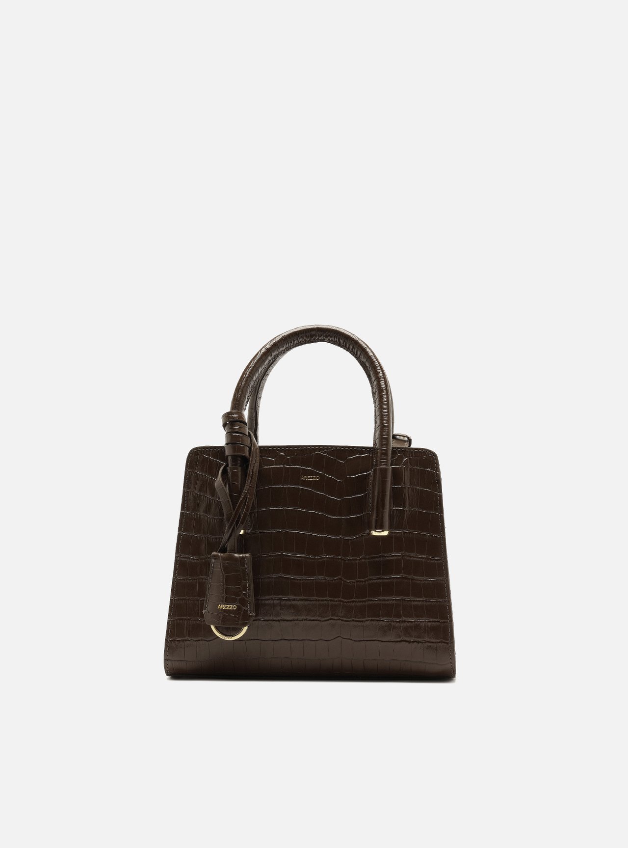 Bolsa Tote Marrom Couro Pequena Croco — foto 1