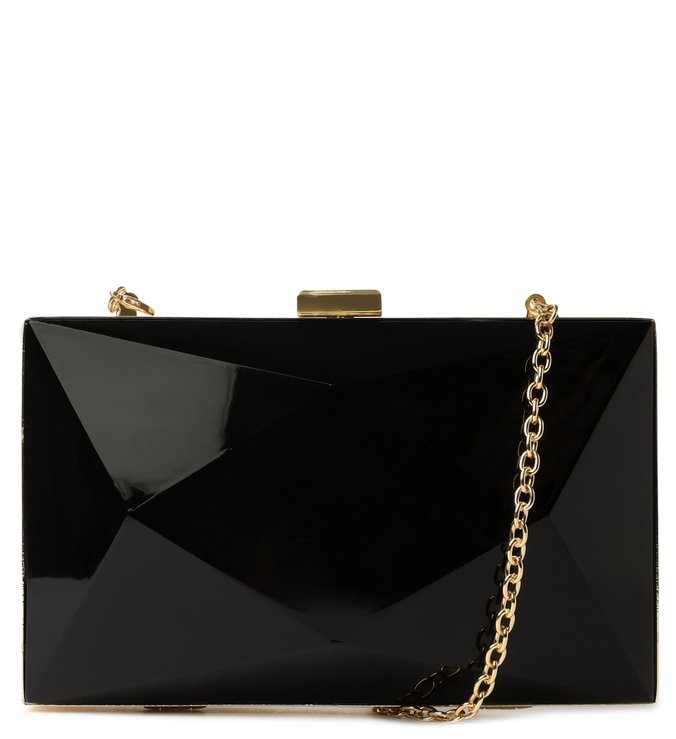 Clutch Acrílico Preto Pequena Geométrica