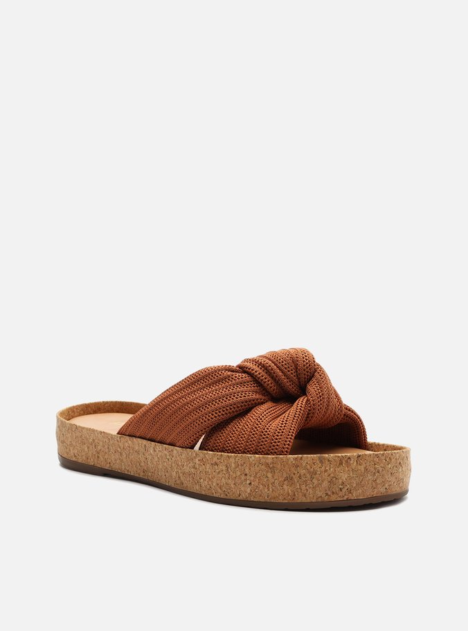 Rasteira Marrom Knit Flatform Isis