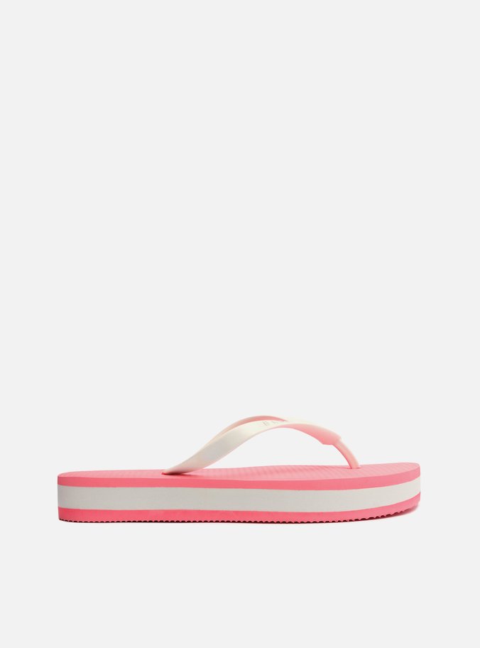Chinelo Rosa Neon e Branco Plataforma Brizza