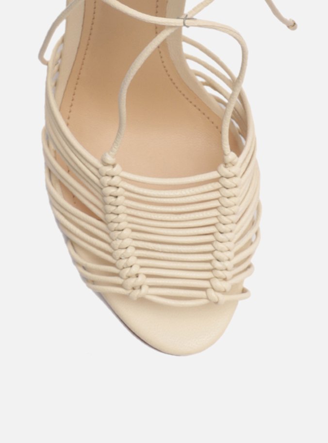 Sandália Off-White Salto Fino Multi Tiras Amarração