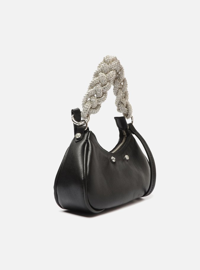 Bolsa Tiracolo Preta Alça Tramada