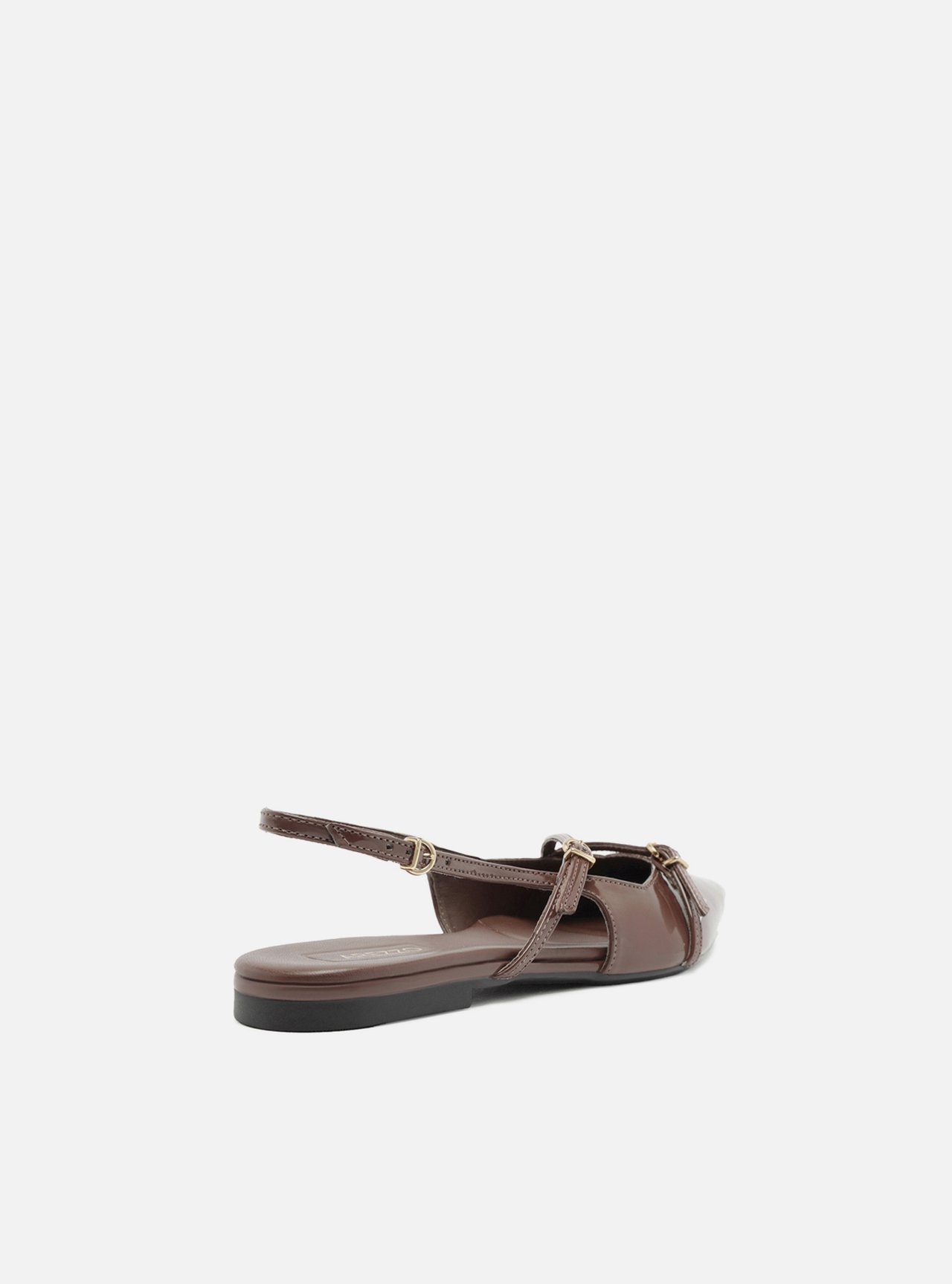 Sapatilha Marrom Verniz Slingback Tiras Fivelas — foto 3