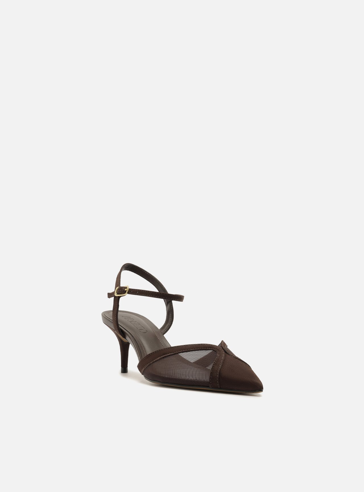 Scarpin Marrom Slingback Salto Fino Fivela — foto 2