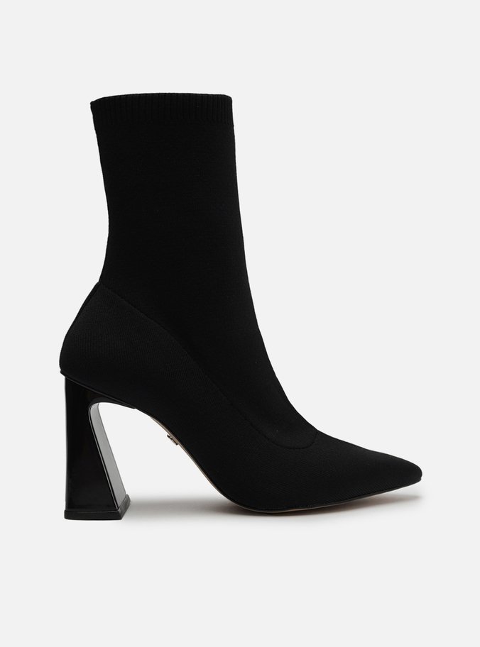 Bota Skinny Preta Knit Cano Curto