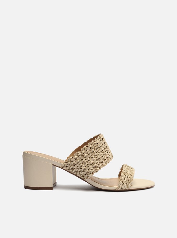 Sandália Off-White Tressê Salto Médio Bloco