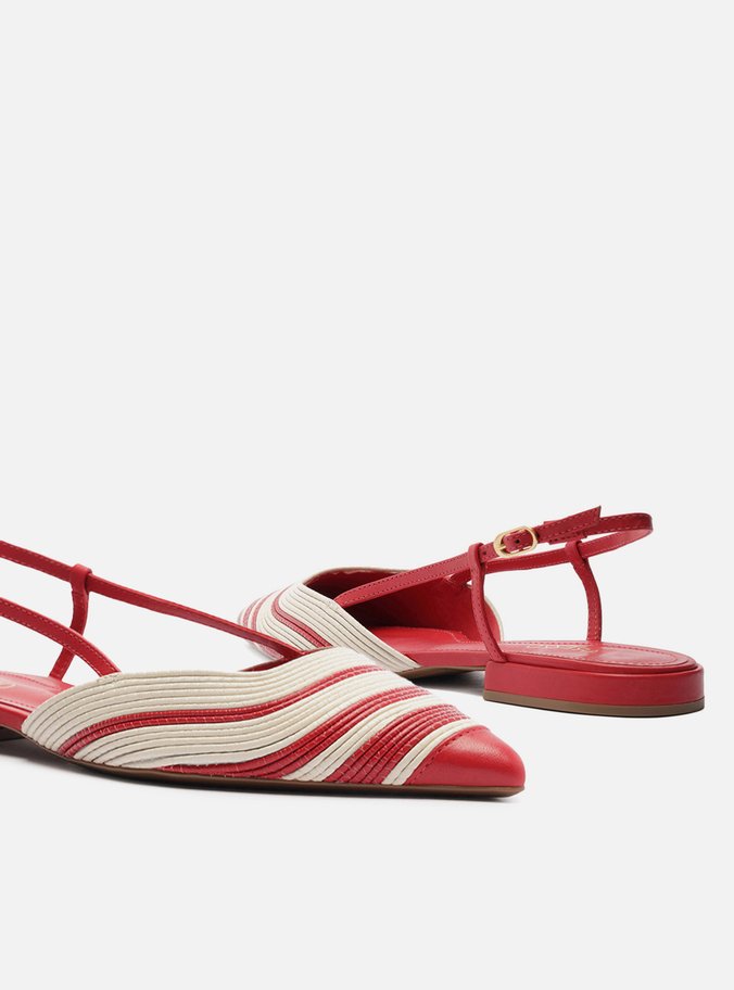 Sapatilha Vermelha Couro Slingback Bicolor