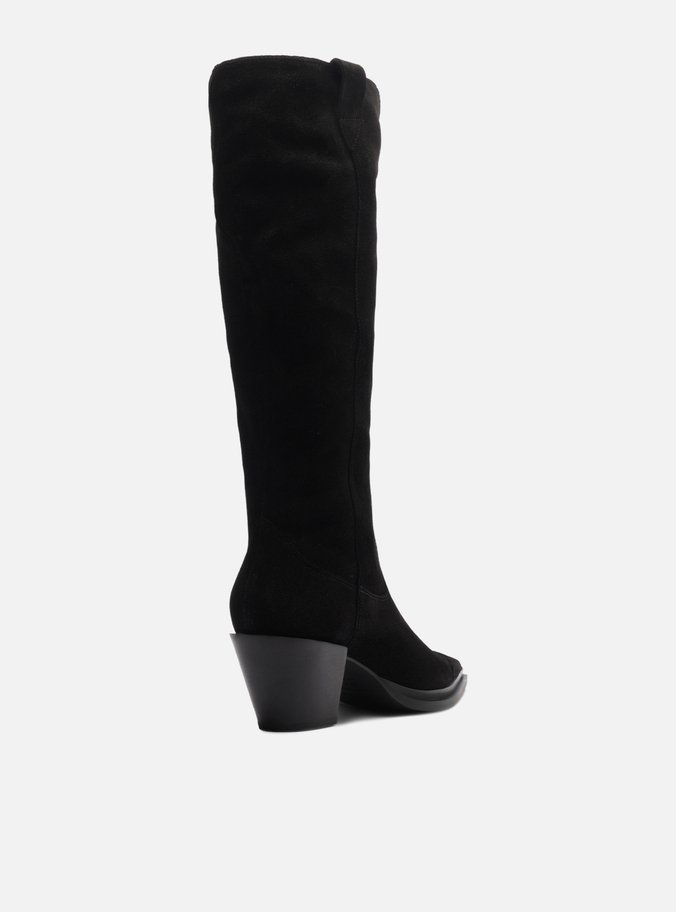Bota Preta Acamurçada Cano Longo Western