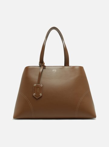 Bolsa Tote Marrom Grande Costuras Bag Charm